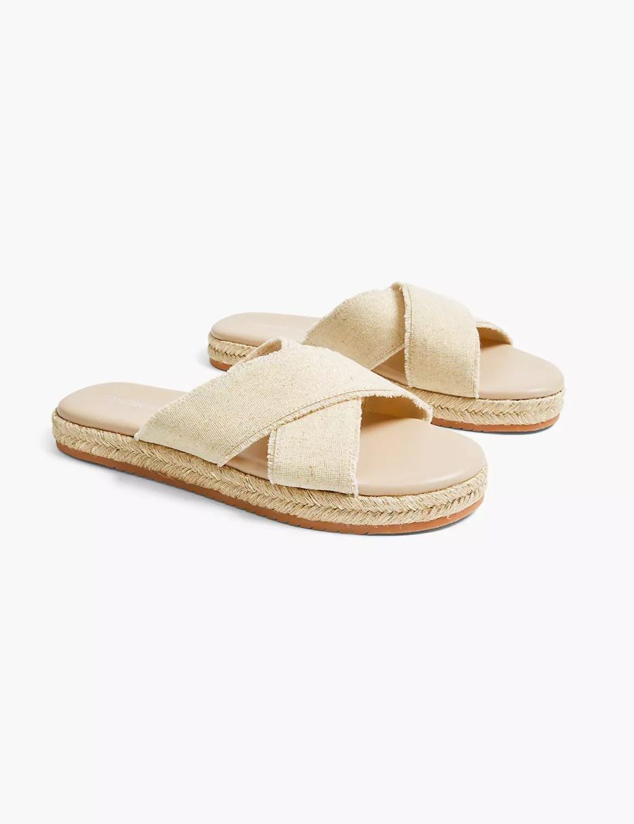 Sandały Do Wsuwania Damskie Lane Bryant Dream Cloud Criss-Cross Espadrille Beżowe | JTQ74100BY