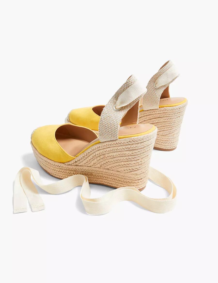 Sandały na Koturnie Damskie Lane Bryant Dream Cloud Ankle-Tie Espadrille Żółte | WNB2286JR