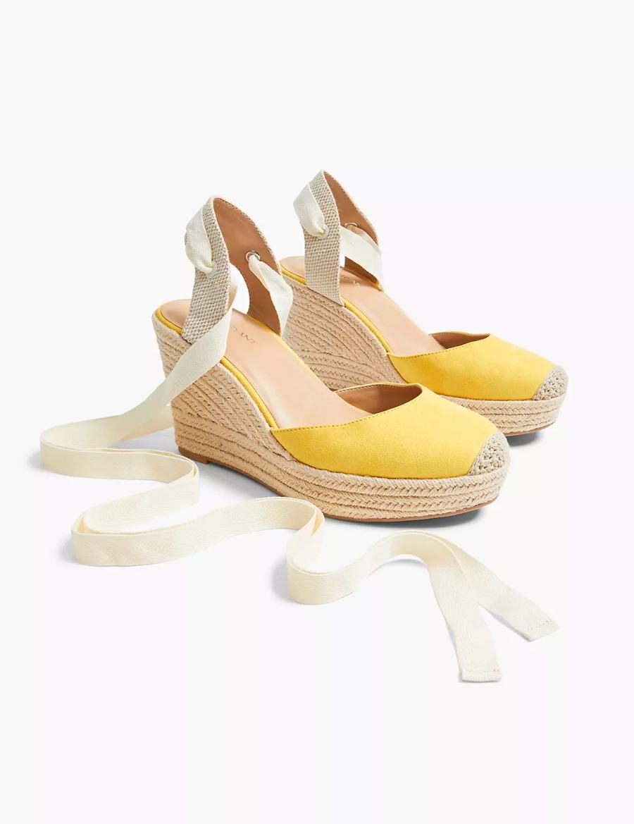 Sandały na Koturnie Damskie Lane Bryant Dream Cloud Ankle-Tie Espadrille Żółte | WNB2286JR